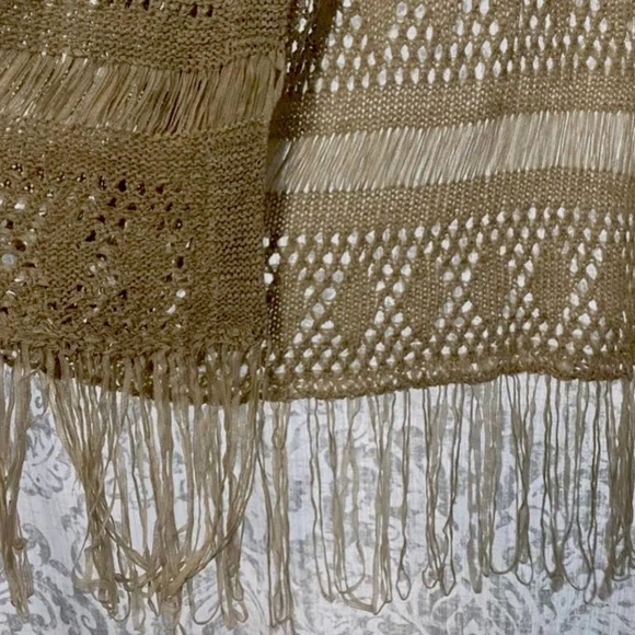 Michael Kors Army Green Knit Fringe Trim Open Cardigan, Size M. - Picture 2 of 3